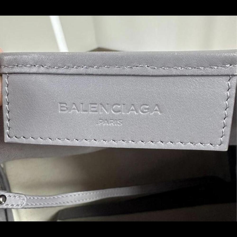 Balenciaga Cabas Tote Bag + Pouch in Grey Leather & Ivory Canvas (BAXX190) - Picture 8 of 12